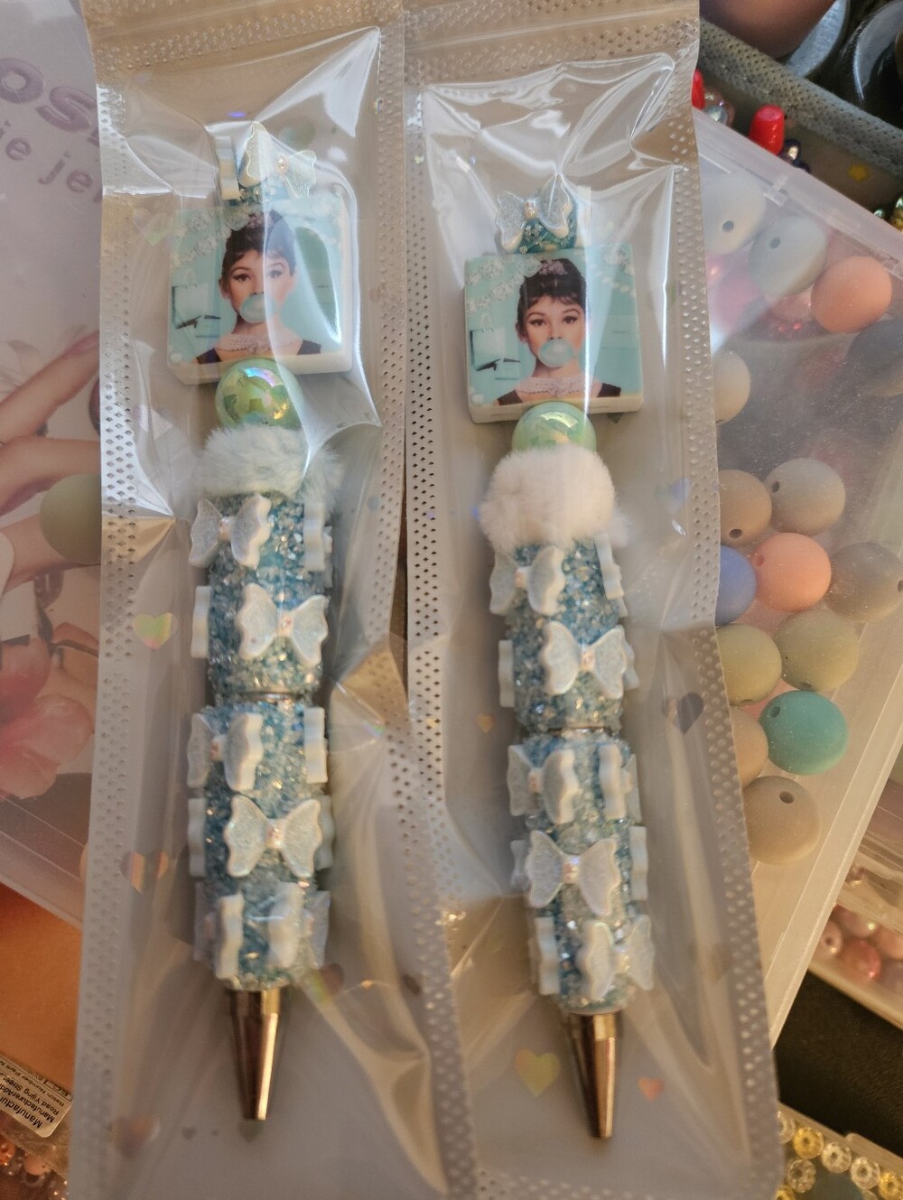 Blue Glitter Breakfast At Tiffanys Inspired Pens
